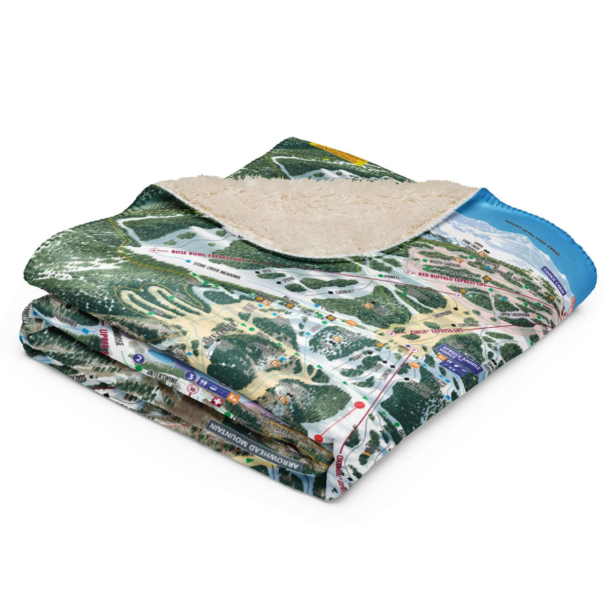 MOUNTAIN RESEARCH - 新品  mountain research Chemical Blanket Beaver Creek Sherpa Blanket | Ski Resort Trail Map Throw Blanket