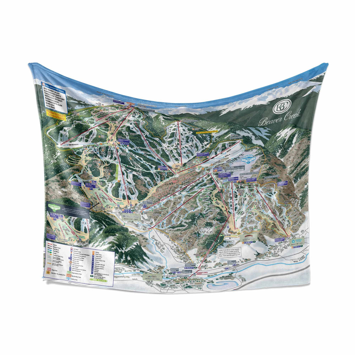 Beaver Creek Sherpa Blanket Ski Resort Trail Map Throw Blanket Mtns Co