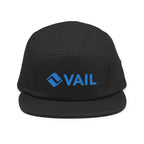 Vail Five Panel Hat from Mtns Co, officially licensed ski resort apparel featuring a classic design and trail map logo.