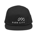Park City Five Panel Hat by Mtns Co, official licensed ski resort apparel featuring trail map logo.