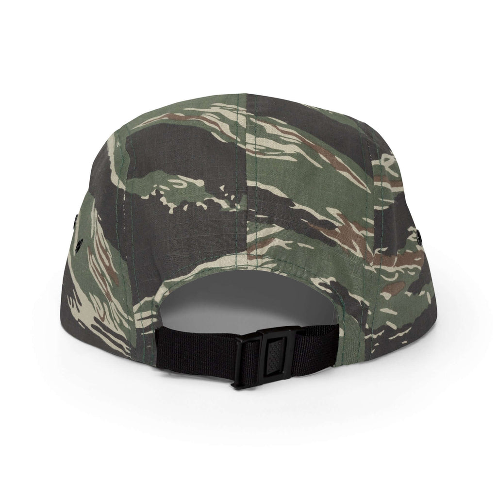 Back view of Park City Five Panel Hat featuring a camo design and nylon strap closure, by Mtns Co - Official licensed ski resort apparel.
