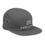 Park City Five Panel Hat by Mtns Co, official licensed ski resort apparel featuring trail map logo and low profile design.