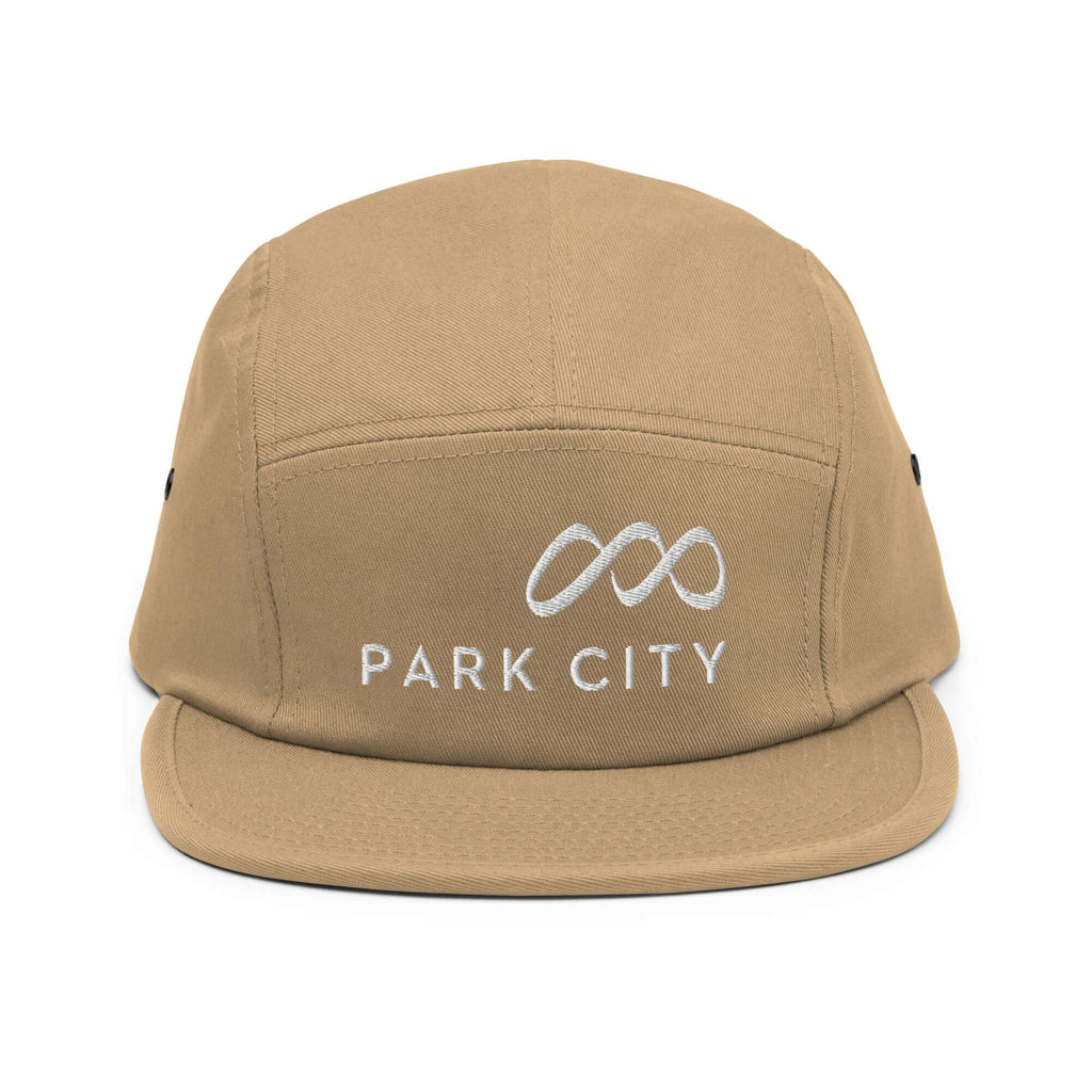 Park City Five Panel Hat featuring Mtns Co Trail Map Logo, a comfortable official licensed ski resort apparel.