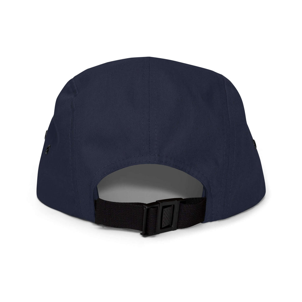 Park City Five Panel Hat back view showing nylon strap clip closure, official licensed ski resort apparel by Mtns Co.
