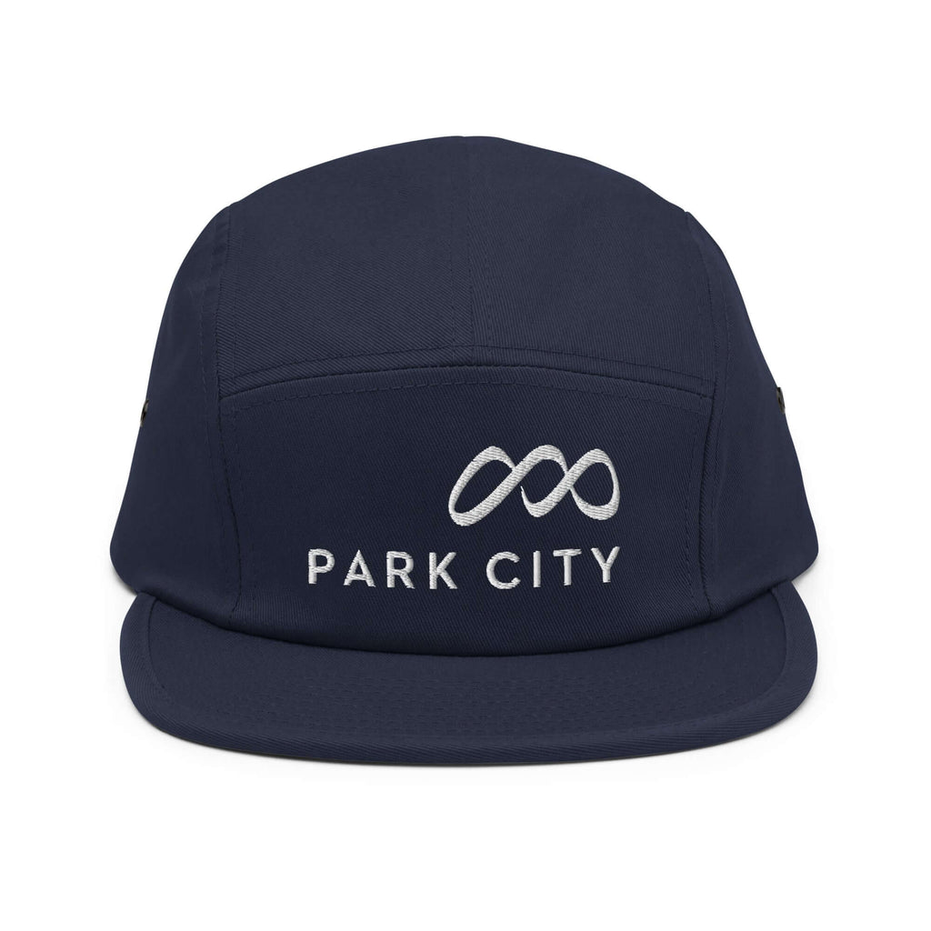 Park City Five Panel Hat by Mtns Co with Trail Map Logo, low profile, 100% cotton, official licensed ski resort apparel.
