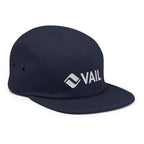 Vail Five Panel Hat featuring Mtns Co Trail Map Logo, official licensed ski resort apparel for comfort and style.