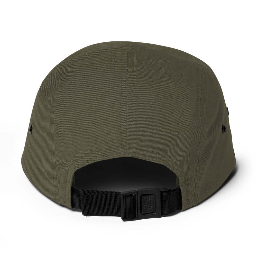 Keystone Panel Cap back view featuring nylon strap clip closure, part of official licensed ski resort apparel Mtns Co.