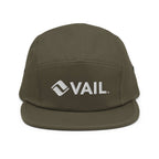 Vail Five Panel Hat by Mtns Co, official licensed ski resort apparel featuring Trail Map Logo, soft-structured cap.