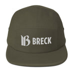 Breck Five Panel Hat by Mtns Co, official licensed ski resort apparel with trail map logo, comfortable camper style cap.