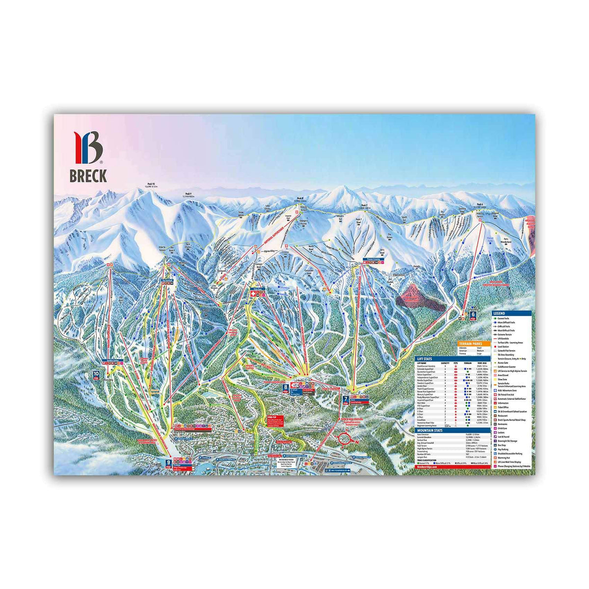 Breckenridge Ski Resort Trail Map Poster – Mtns Co