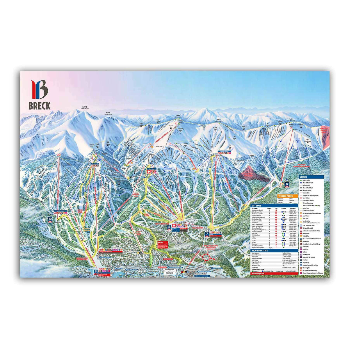 Breckenridge Ski Resort Trail Map Poster – Mtns Co