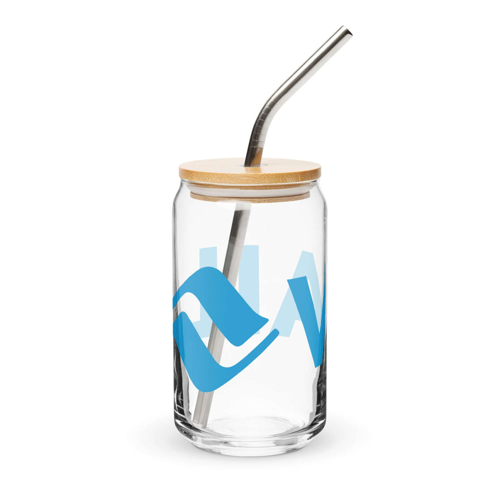 Vail Glass featuring Mtns Co logo and straw, ideal for cocktails and iced drinks, officially licensed ski resort apparel.