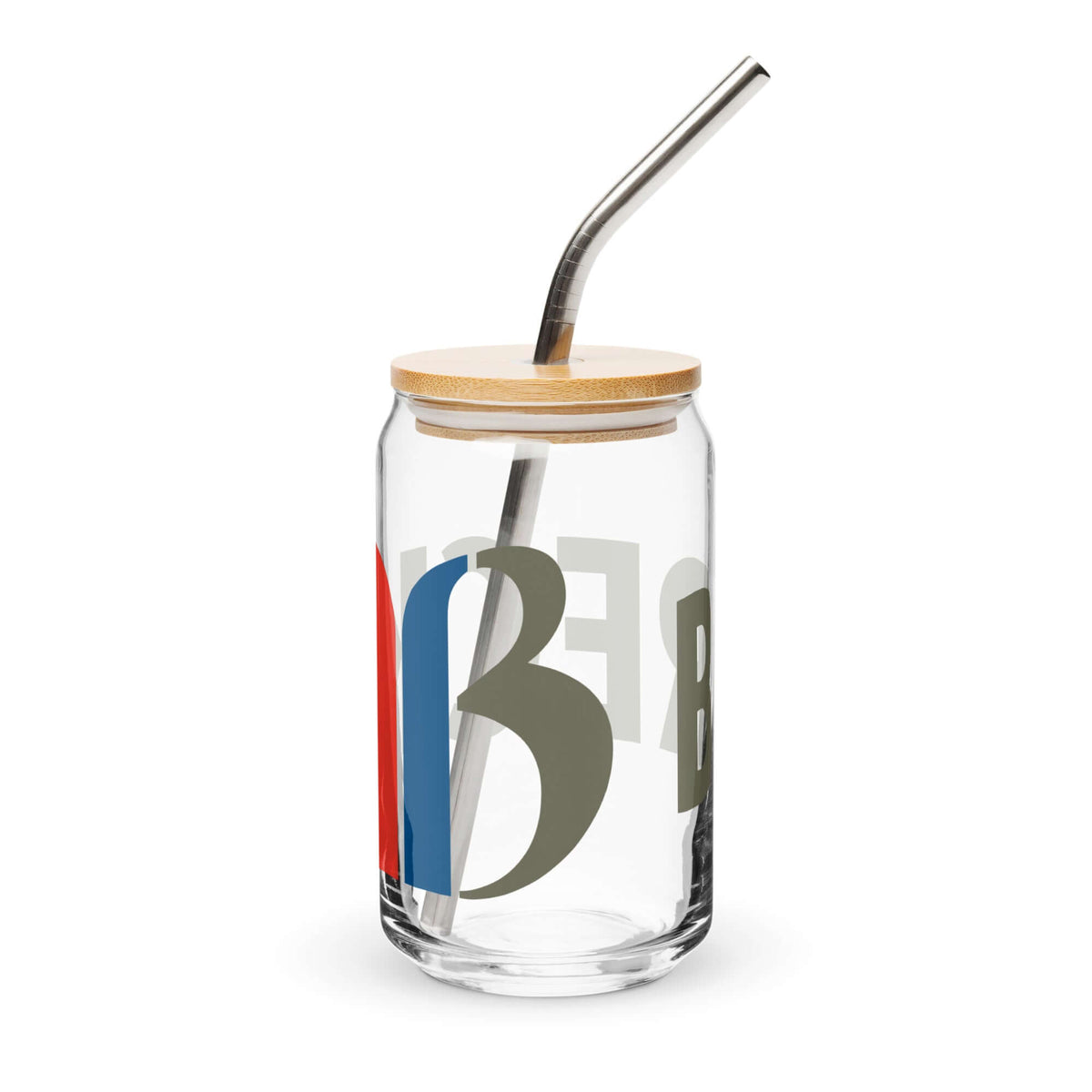 Breck Glass with bamboo lid and metal straw, ideal for sodas and cocktails, by Mtns Co.
