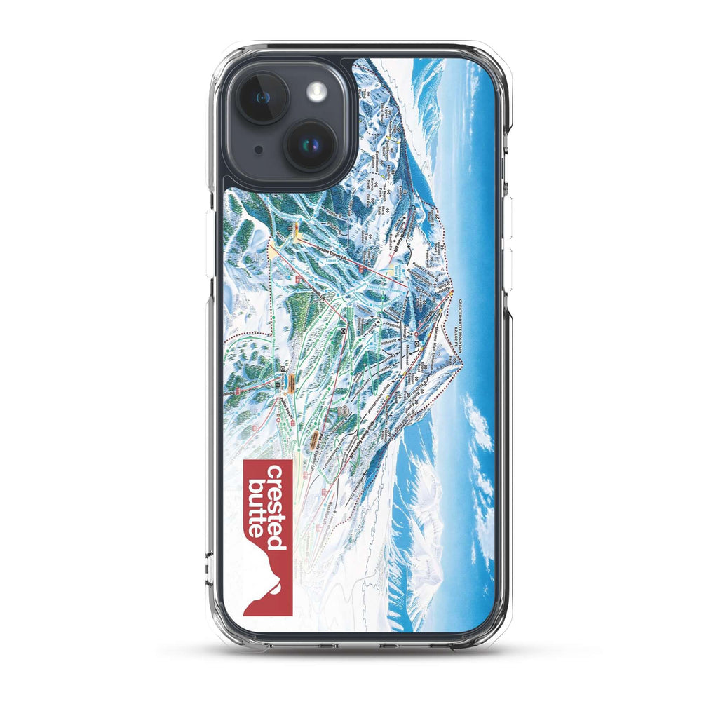Crested Butte Trail Map iPhone Case by Mtns Co featuring official ski resort map and logo design.