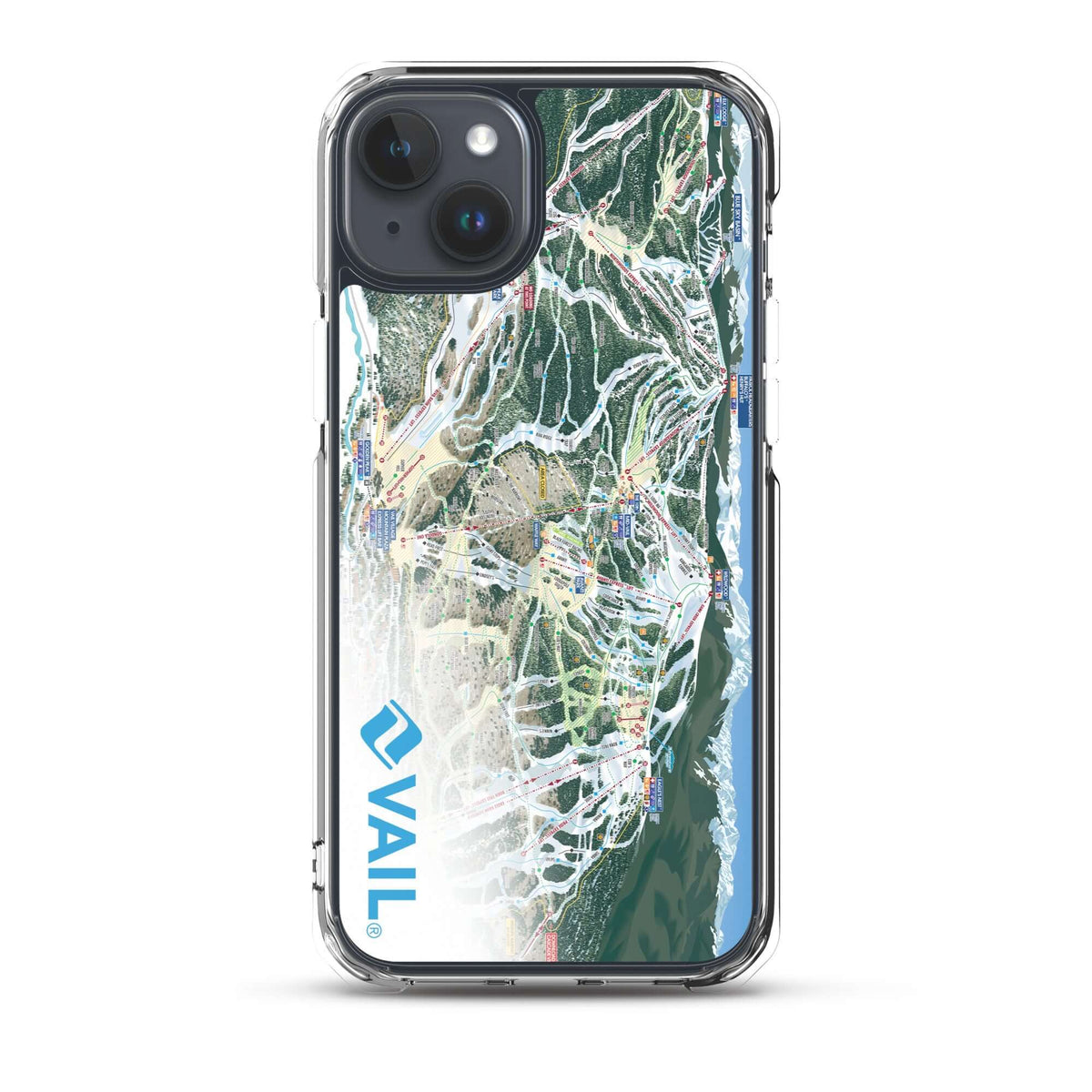 Vail Trail Map iPhone Case featuring official ski resort map and Mtns Co Trail Map Logo.