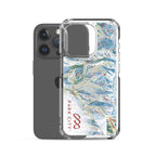 Park City Trail Map iPhone Case featuring Mtns Co logo and detailed trail map design, perfect for ski enthusiasts.