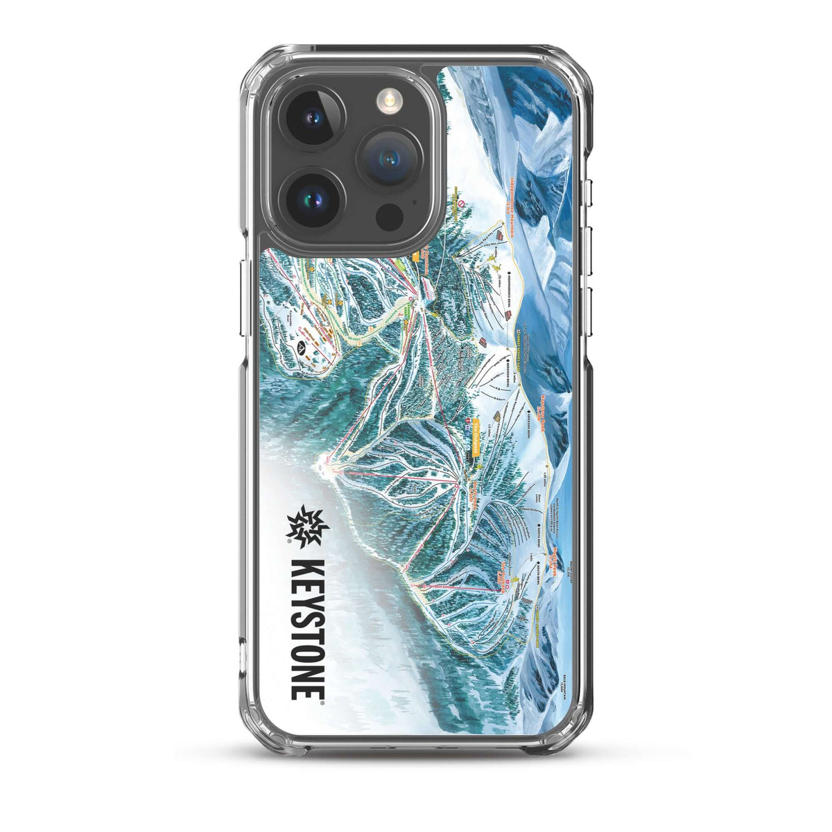 Keystone Trail Map iPhone Case by Mtns Co, featuring official Keystone ski map design and protective polycarbonate back.