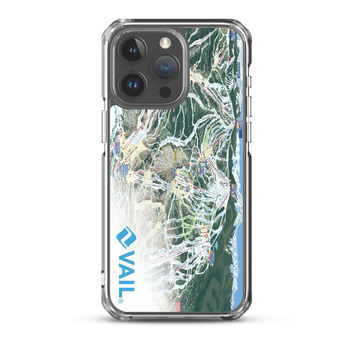 Vail Trail Map iPhone Case featuring official ski resort trail map by Mtns Co, offering protection and style.