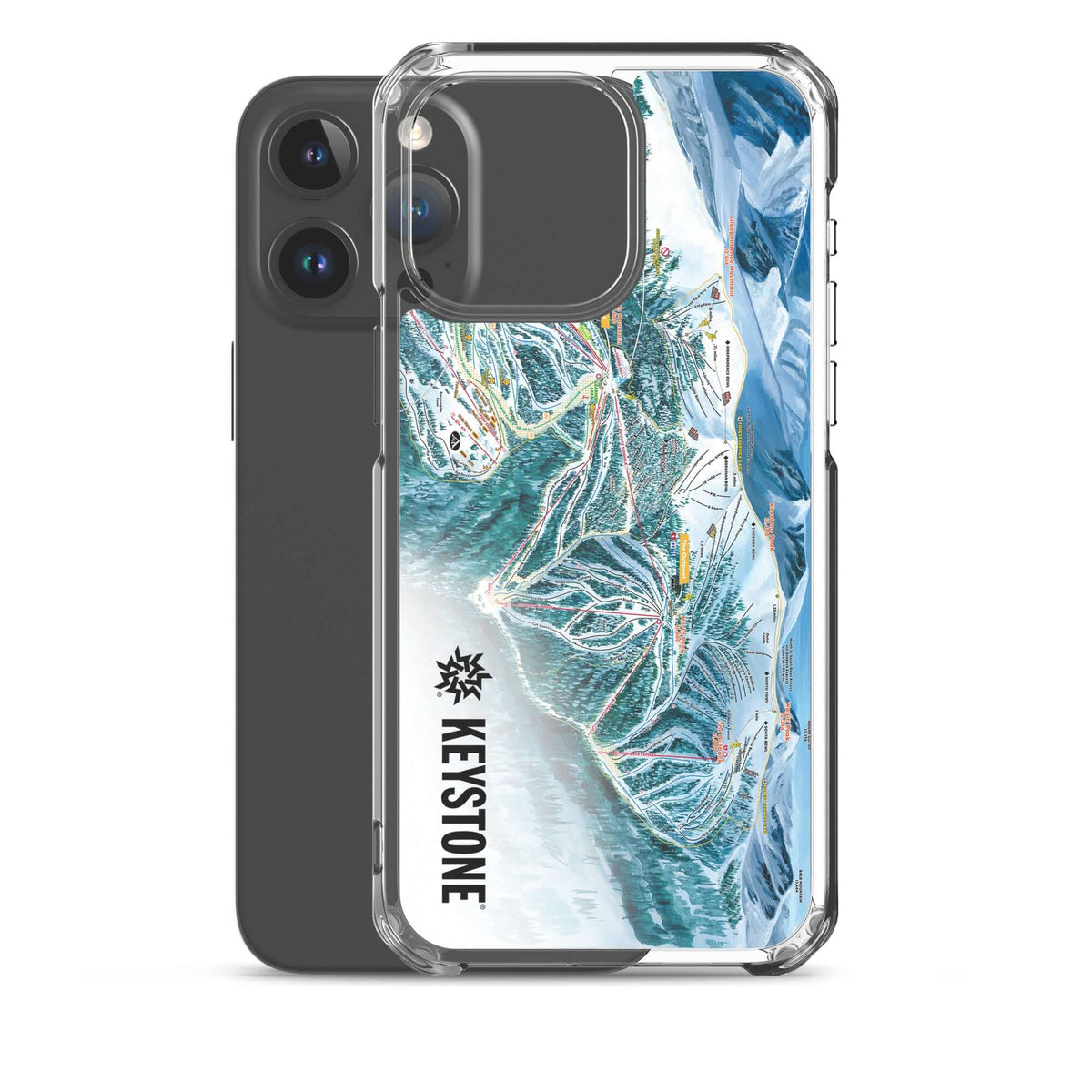 Keystone Trail Map iPhone Case by Mtns Co, featuring the official licensed ski resort apparel and trail map logo.