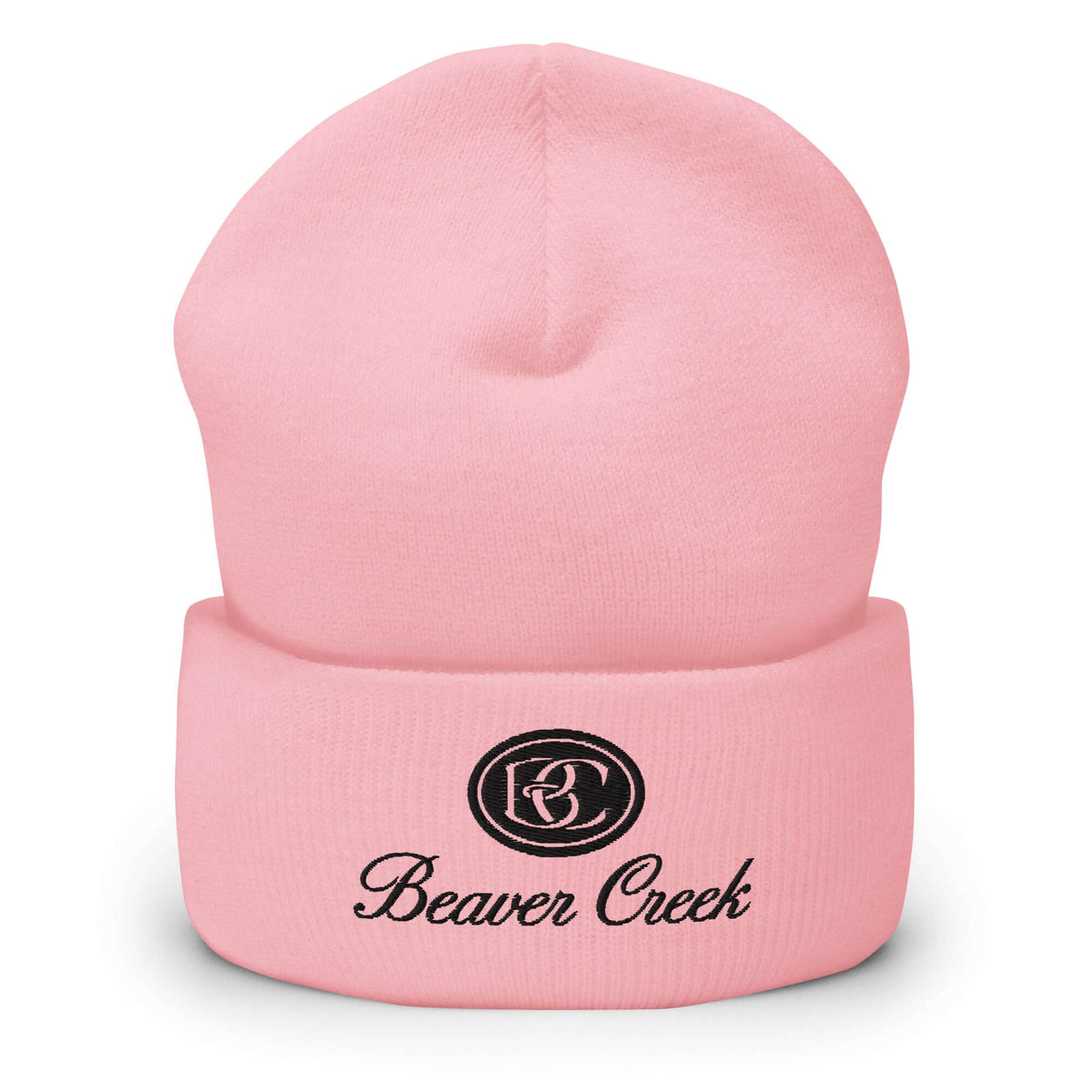 Beaver Creek Beanie in pink with Mtns Co Trail Map Logo, official licensed ski resort apparel for adults.