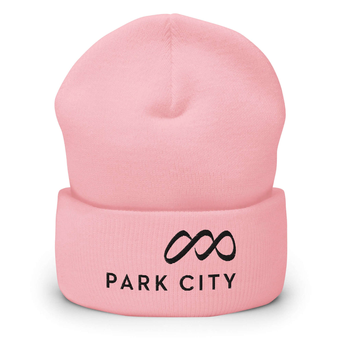 Park City Beanie in pink, official licensed ski resort apparel by Mtns Co, featuring Trail Map Logo.