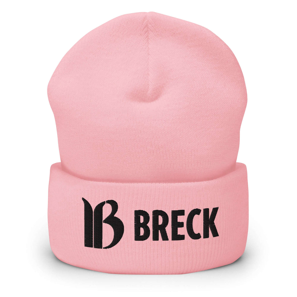 Breckenridge Beanie in pink with  official Mtns Co Trail Map Logo, perfect for ski resort adventures.