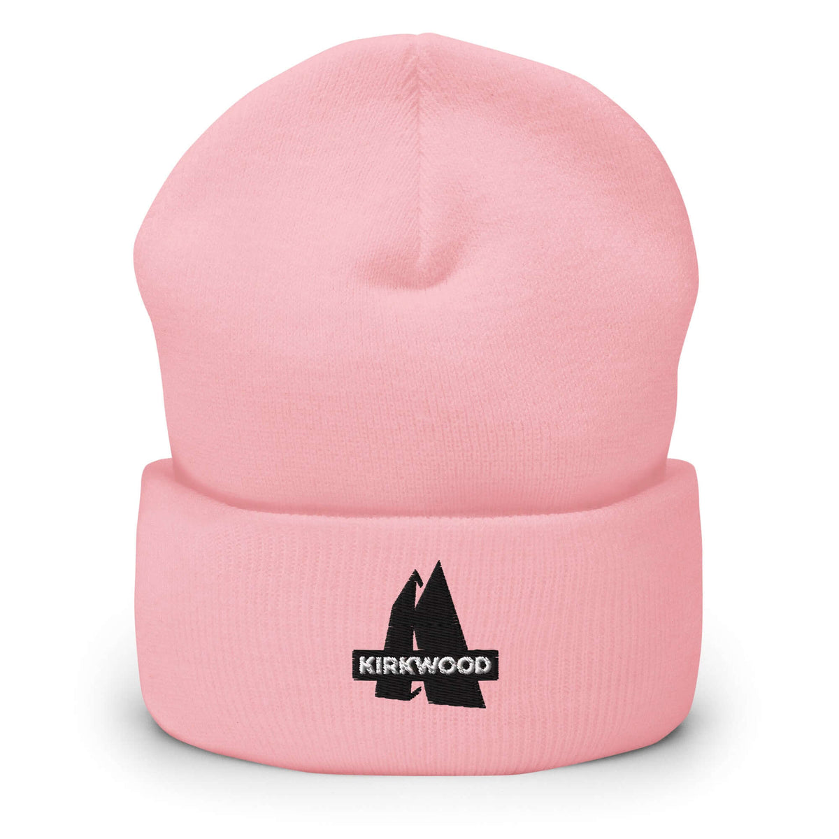 Kirkwood Beanie in pink with embroidered logo, official licensed ski resort apparel by Mtns Co.