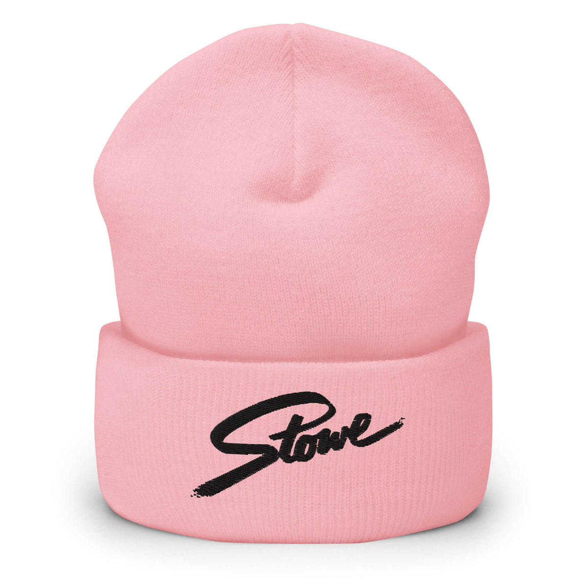 Stowe Beanie in pink with embroidered logo, part of Mtns Co official licensed ski resort apparel.