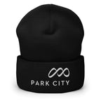 Park City Beanie by Mtns Co featuring official trail map logo—perfect accessory for ski enthusiasts.