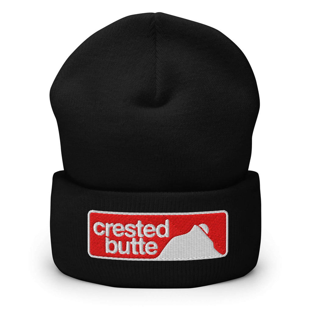 Crested Butte Beanie featuring Mtns Co Trail Map Logo, perfect for skiing and casual outings.