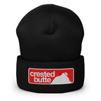 Crested Butte Beanie featuring Mtns Co Trail Map Logo, perfect for skiing and casual outings.