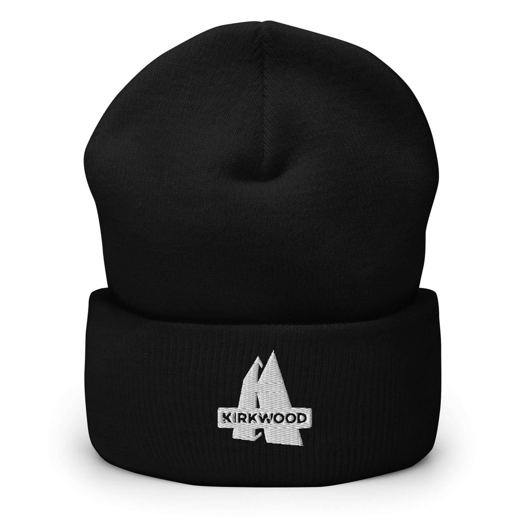 Kirkwood Beanie featuring the embroidered Mtns Co Trail Map Logo, perfect for ski resort enthusiasts.