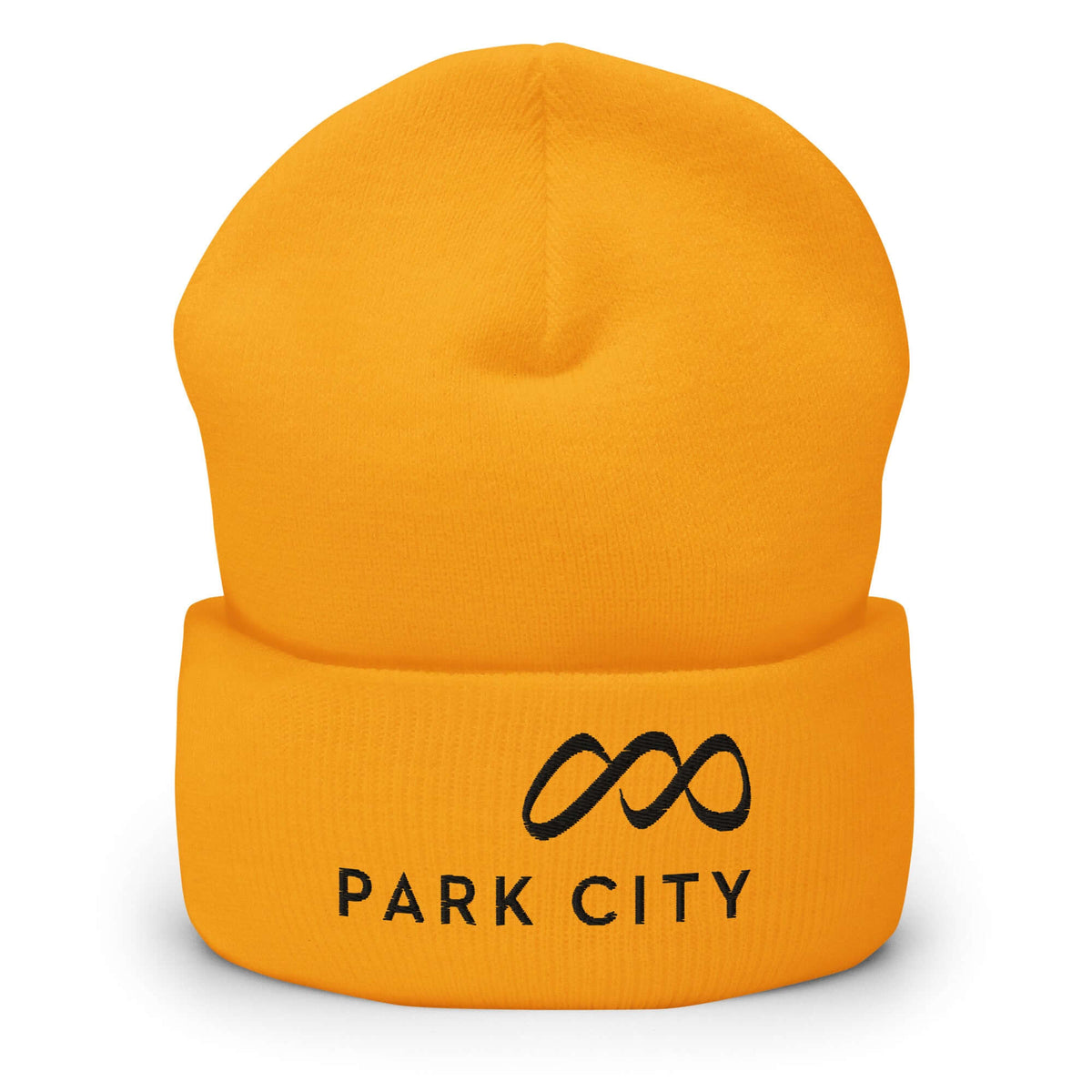 Park City Beanie in bright yellow featuring Mtns Co official ski resort logo for stylish warmth on the slopes.