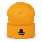 Kirkwood Beanie featuring Mtns Co official logo in bright yellow for ski resort wear.