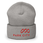 Park City Beanie from Mtns Co, featuring the official embroidered Park City logo, perfect for skiing and winter activities.