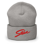 Stowe Beanie by Mtns Co, featuring official ski resort Trail Map Logo, soft and warm for skiing and casual wear.