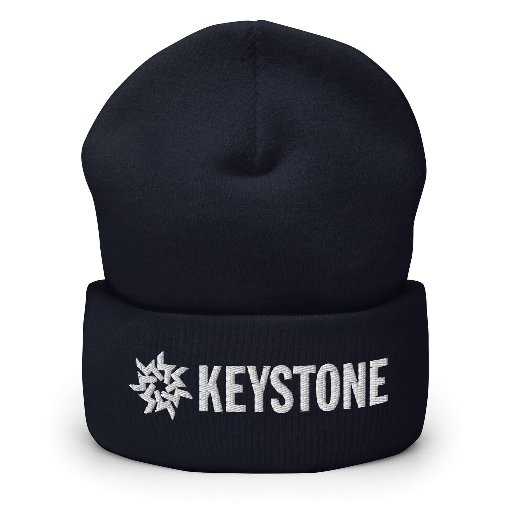 Keystone Beanie from Mtns Co with embroidered logo, ideal for ski helmets and official licensed ski resort apparel.