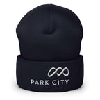 Park City Beanie with official embroidered logo from Mtns Co, perfect fit under ski helmets.