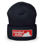 Crested Butte Beanie by Mtns Co with embroidered logo, perfect for skiing and winter strolls, official licensed ski resort apparel.