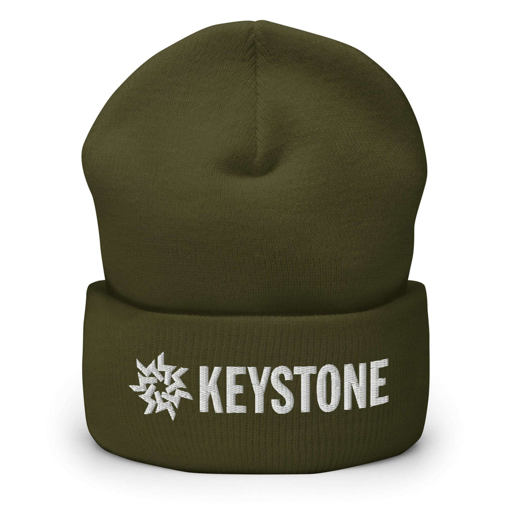 Keystone Beanie by Mtns Co, featuring embroidered logo, perfect for ski helmets and cold weather activities.