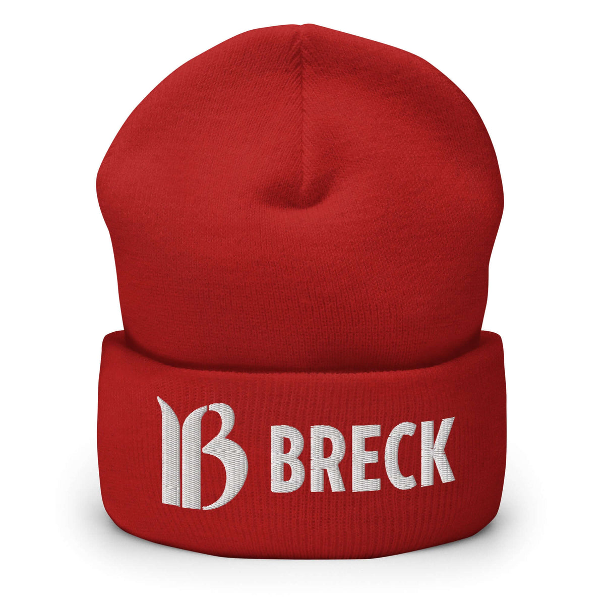 Breckenridge Beanie by Mtns Co, red cuffed beanie with embroidered official logo, perfect for skiing and warm wear.