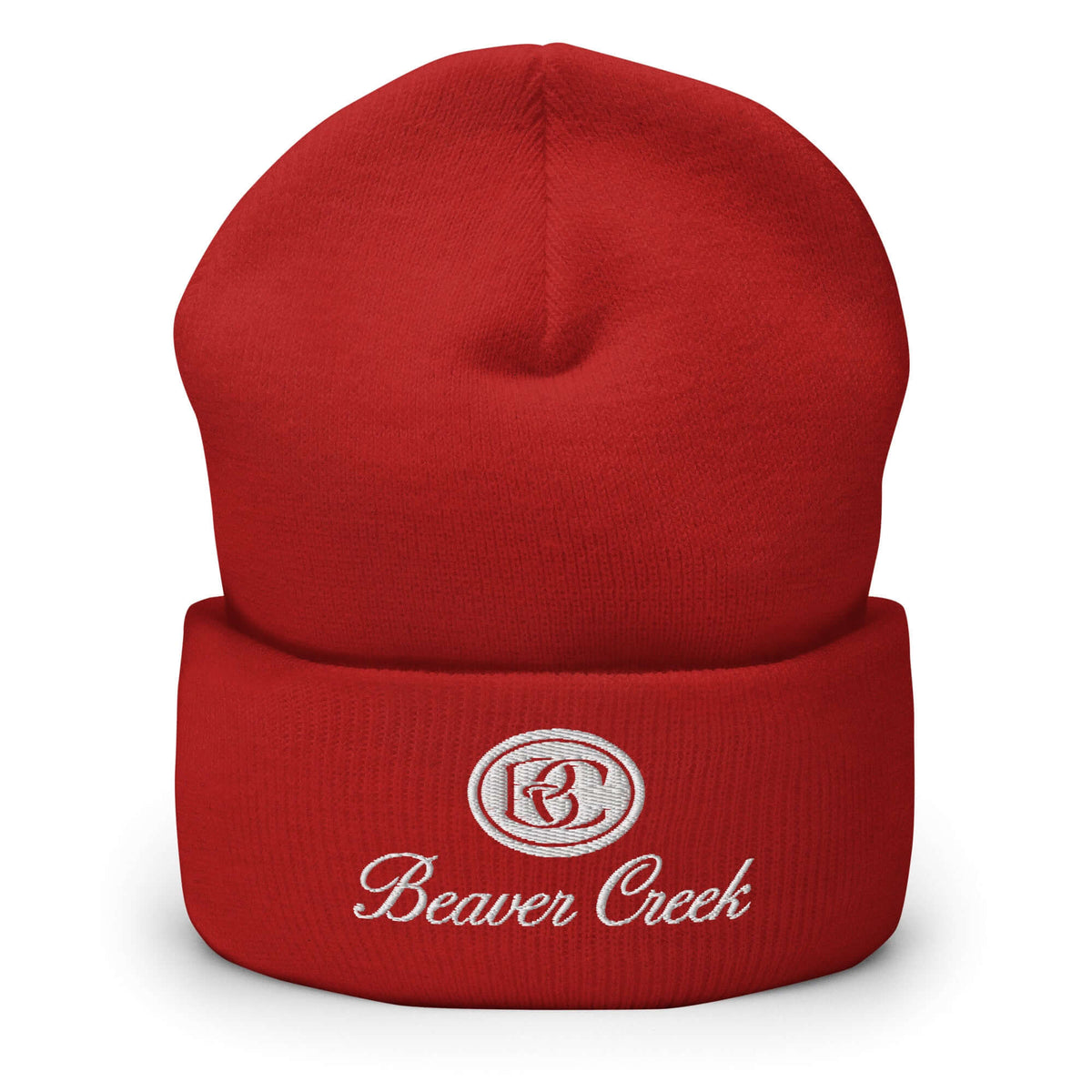 Beaver Creek Beanie in red color with embroidered logo, official licensed ski resort apparel by Mtns Co.