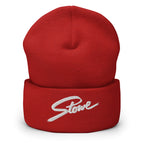 Stowe Beanie by Mtns Co featuring embroidered logo, perfect helmet-friendly design for ski resort outings