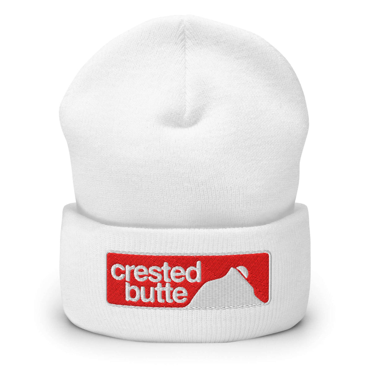 Crested Butte Beanie with embroidered logo from Mtns Co—official licensed ski resort apparel for warm, helmet-friendly wear.