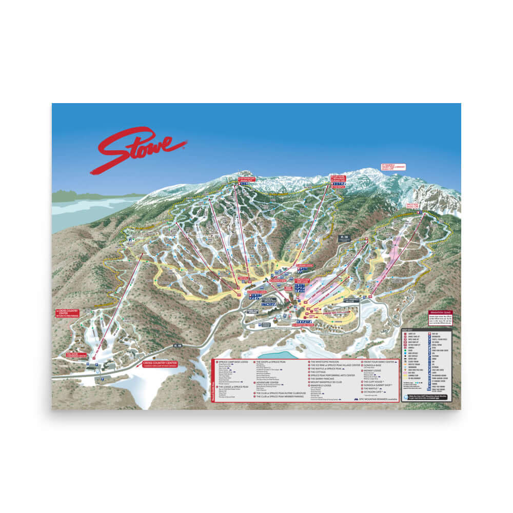 Stowe Ski Resort | Trail Map Poster featuring the official ski trail map by Mtns Co on thick photo paper.