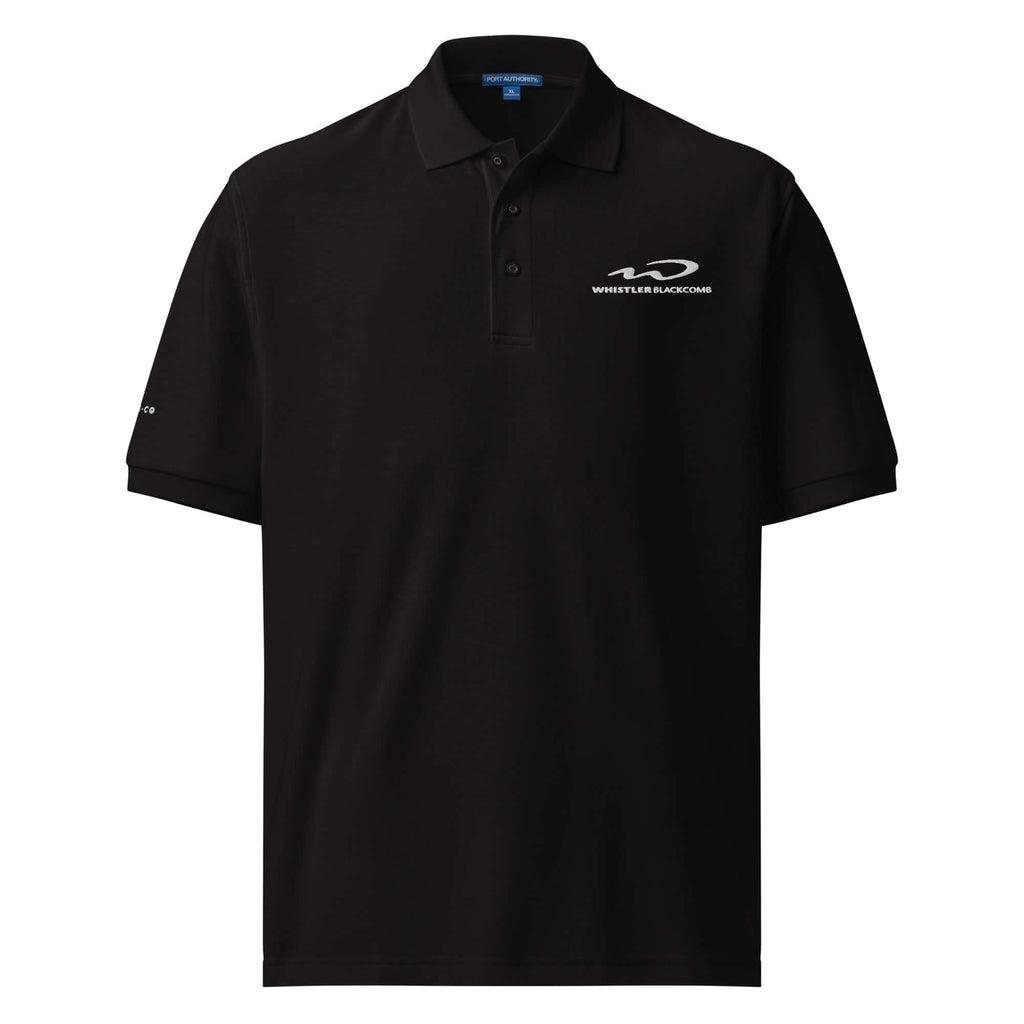 Whistler Blackomb Polo Golf Shirt from Mtns Co, official licensed ski resort apparel with Trail Map Logo.