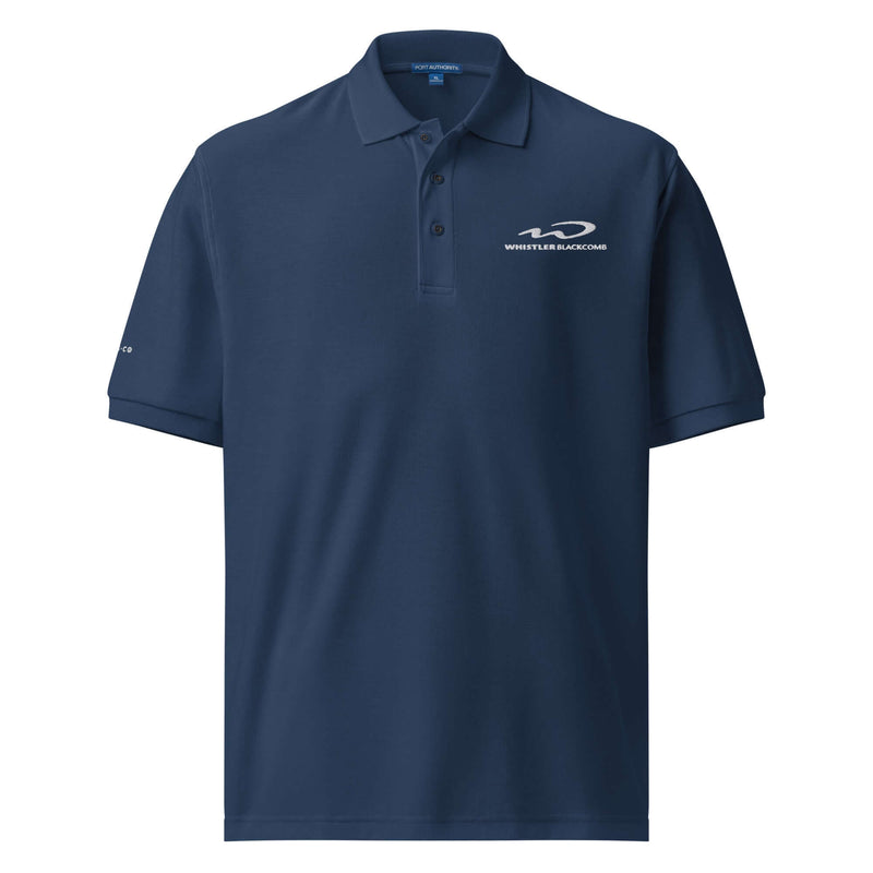 Whistler Blackomb Polo Golf Shirt by Mtns Co, classic official licensed ski resort apparel with trail map logo.
