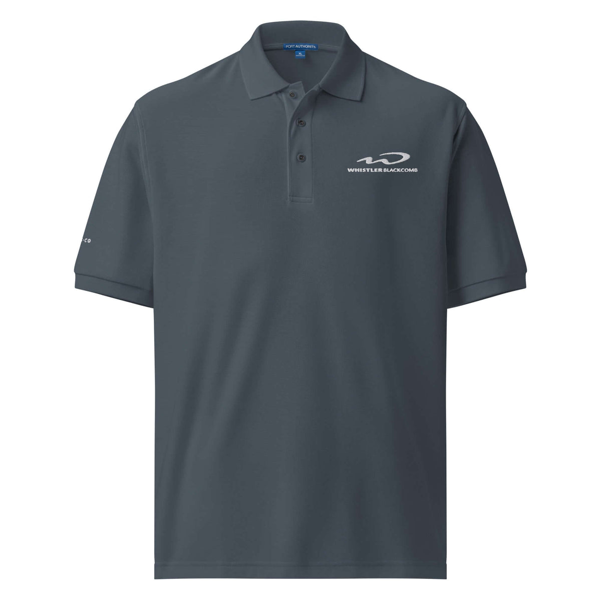 Whistler Blackomb Polo Golf Shirt by Mtns Co, official licensed ski resort apparel with Trail Map Logo.