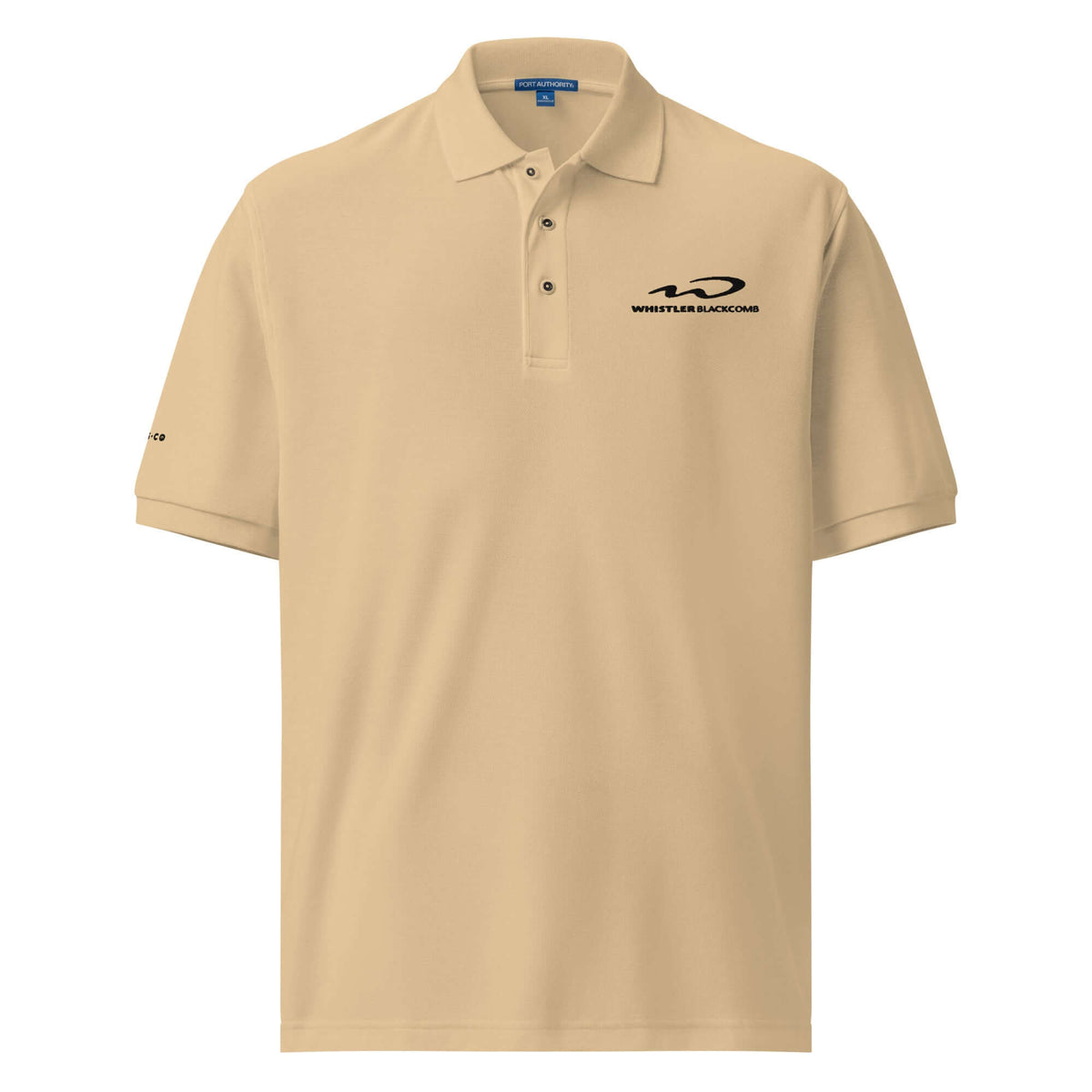 Whistler Blackomb Polo Golf Shirt by Mtns Co, official licensed ski resort apparel with Trail Map Logo.