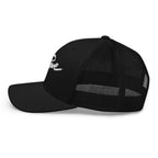 Stowe Trucker Hat by Mtns Co, official licensed ski resort apparel with adjustable fit and breathable mesh back.